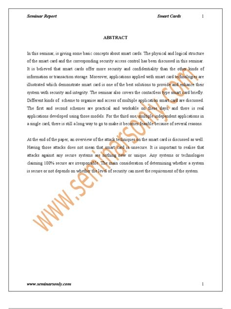 seminar report on smart card pdf|SEMINAR Report On Smart Card .